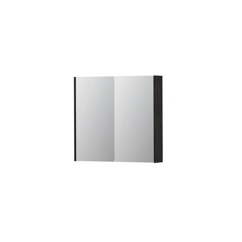 INK SPK2 spiegelkast – 80x74x14 cm – 2 deuren, dubbelzijdige spiegeldeuren – Houtskool Eiken SW353405