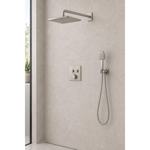GROHE SmartControl set de douche pluie - 31x31cm - carré - thermostatique - bras mural 43cm - douchette 3 jets - avec bec de bain - chrome (inox) SW1208389