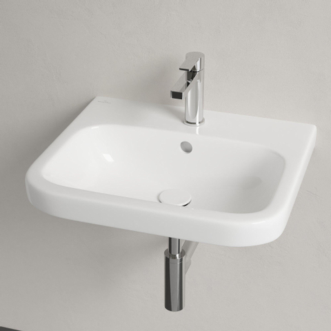 Villeroy & Boch Architectura wastafel onderzijde - geslepen - 55x47cm - met kraangat - met overloop - White Alpine (glans wit) 1025270