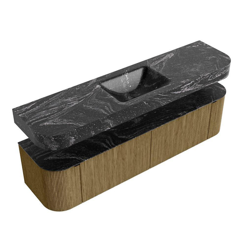 MONDIAZ THOR-DLUX Meuble de salle de bains 180cm arrondi gauche + droite couleur Dusk avec 2 tiroirs et 2 portes. Vasque suspendue CLOUD Milieu sans trou de robinet couleur Lava. SW1466011