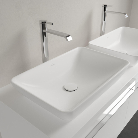Villeroy & Boch Venticello Lavabo à poser demi encastrable sans trous 55x36cm avec trop-plein Ceramic+ Stone white SW209648