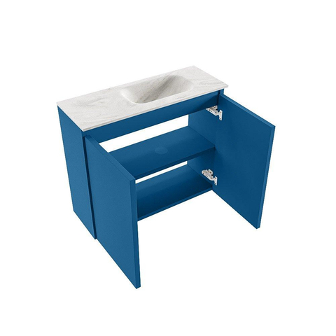 MONDIAZ TURE-DLUX Meuble de toilettes 60 cm Jeans. Lavabo EDEN Ostra position à droite. Avec 1 trou de robinet. SW1104899