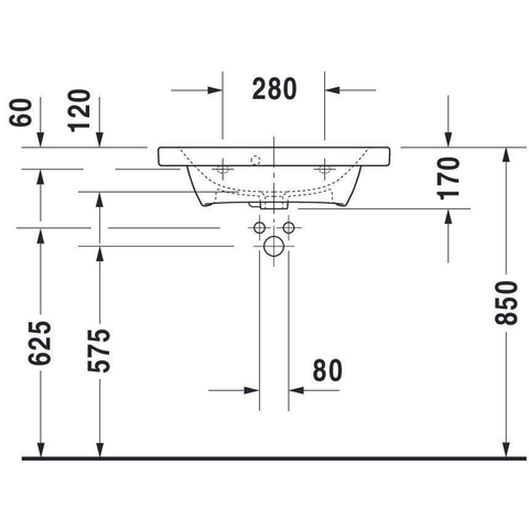 Duravit Durastyle lavabo - 63.5x40x17cm - rectangulaire - simple vasque - 1 trou - blanc SW88233