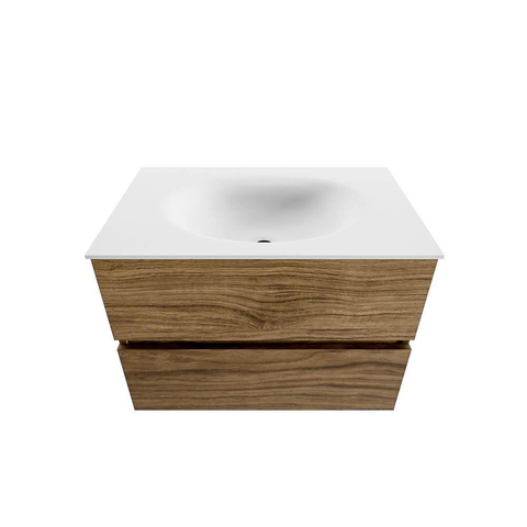 MONDIAZ VICA Ensemble meuble de salle de bains - 70x50cm - 2 tiroirs - Chai - lavabo MOON central - 1 trou de robinet - Talc SW1223461
