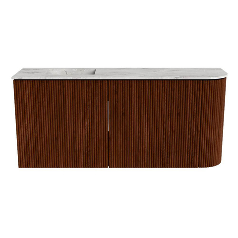 Mondiaz JOYA-DLUX 91.6cm toiletmeubel - ronding rechts kleur Ruby - Wastafel FAYE positie Links 1 kraangat kleur Glace. SW1423570