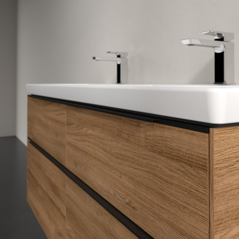 Villeroy & Boch Subway 3.0 Wastafelonderkast - met verlichting - 4 uittrekladen - 1272x576x478mm - Oak Kansas (mat hout) SW797170