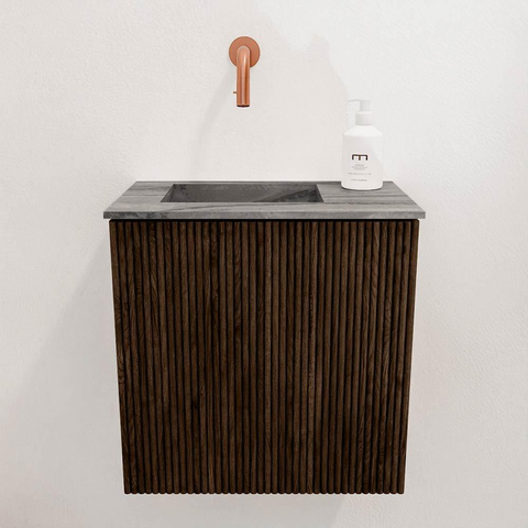 Mondiaz JOYA-DLUX Meuble de toilette 40cm - couleur Walnut - Vasque FAYE position Gauche Sans trou de robinet couleur Sombra. SW1424689