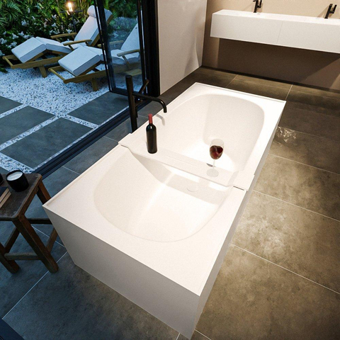 MONDIAZ FREEZE baignoire autoportante - 180x85cm - Solid Surface - linen mat (beige) SW491477