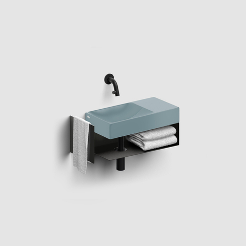 Clou Vale lave-mains 38 cm sans trou de robinet à droite bleu mat céramique SW809552