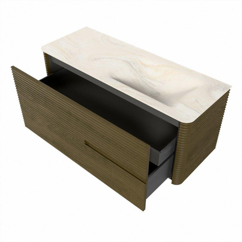 Mondiaz CIRO-DLUX Ensemble de meubles de salle de bains - 120x45x50cm - Plan-vasque solid surface Ostra - 1 vasque à droite - 1 trou de robinet - 2 tiroirs - Dusk SW1532916
