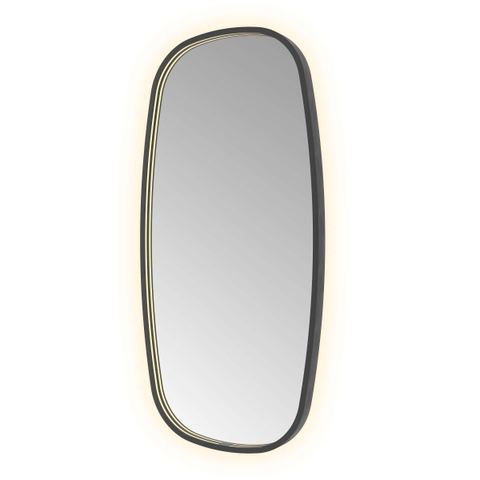 Hotbath &MORE Spiegel in aluminium frame / contour - 50x100cm - inclusief direct & indirect LED - spiegelverwarming - color changing - dimbaar - dottless - met afstandsbediening - PVD - geborsteld zwart SW1246861