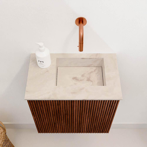 Mondiaz JOYA-DLUX 40cm toiletmeubel - kleur Ruby - Wastafel FAYE positie Rechts Zonder kraangat kleur Frappe. SW1423442