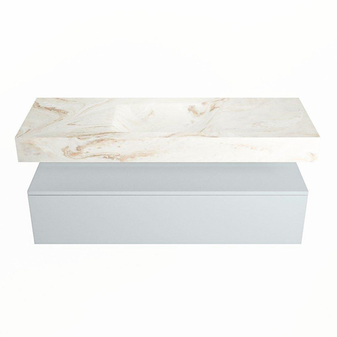 MONDIAZ ALAN - DLUX Badkamermeubelset - 130cm - onderkast - Clay - 1 lade - vrijhangende wastafel - wasbak midden - 1 kraangat - Frappe SW805241
