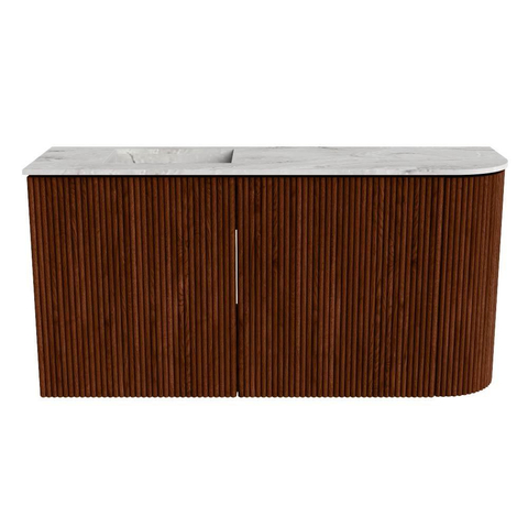 Mondiaz JOYA-DLUX 81.6cm toiletmeubel - ronding rechts kleur Ruby - Wastafel FAYE positie Links 1 kraangat kleur Glace. SW1423591