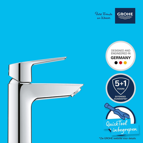 Grohe Start QuickFix Wastafelmengkraan - opbouw - 10.9cm uitloop - S-size - push to open waste - chroom OUTLETSTORE STORE41732
