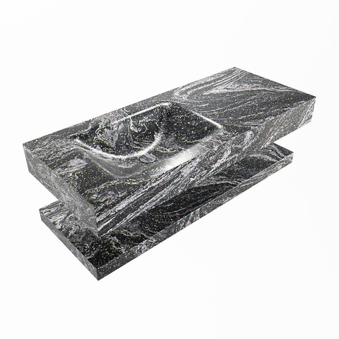 MONDIAZ ALAN - DLUX Badkamermeubelset - 110cm - planchet met vrijhangende wastafel - wasbak links - 0 kraangaten - Lava SW809171