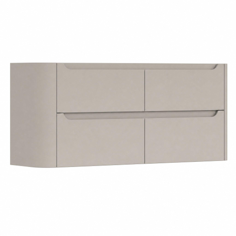 H&R Badmeubelen Juice Wastafelonderkast - 120x45x50cm - linkerhoek afgerond - 4 lades - geïntegreerde greep - beige mat SW1571950