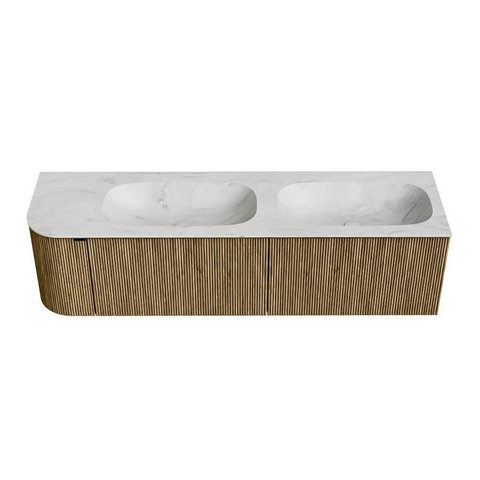 Mondiaz KURVE-DLUX Badkamermeubelset - 165x46x40cm - 2 lade - 1 deur - wastafel solid surface - dubbel / rechts - zonder kraangat - Dusk SW1414948