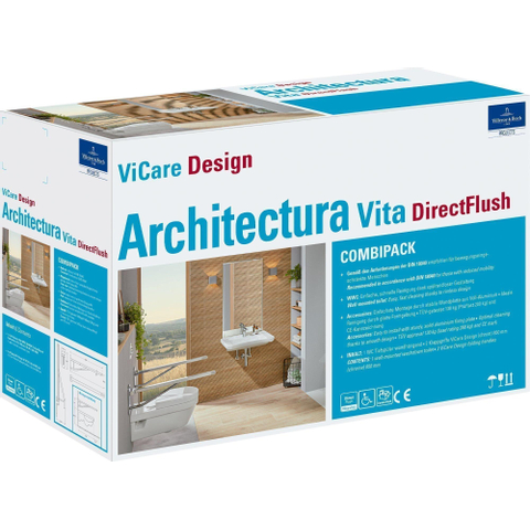 Villeroy & Boch Vicare wandcloset directflush - diepspoel - met greep glans - White Alpine (glans wit) SW490019
