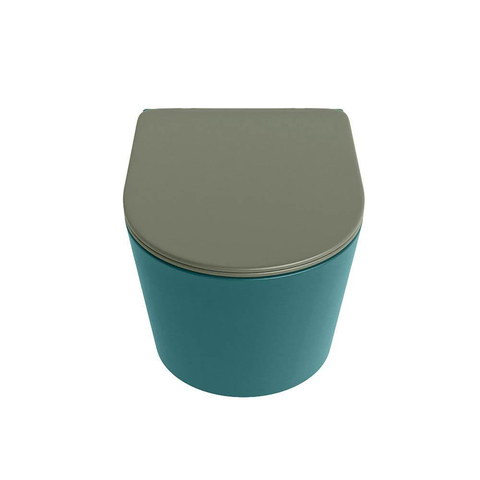 Mondiaz LAVIE hangtoilet – spoelrandloos – 36 x 53 cm – met softclose zitting – Smag (groen), zitting Army (groen) SW1208578