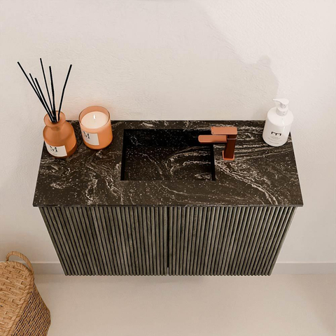 Mondiaz JOYA-DLUX 60cm toiletmeubel - kleur Shadow - Wastafel FAYE positie Midden 1 kraangat kleur Lava. SW1422819