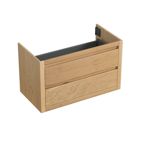 Forzalaqua Gela 2.0 meuble sous-lavabo 100x51x60cm avec 2 tiroirs à fermeture douce sans poignées Chêne massif Smoke SW492283