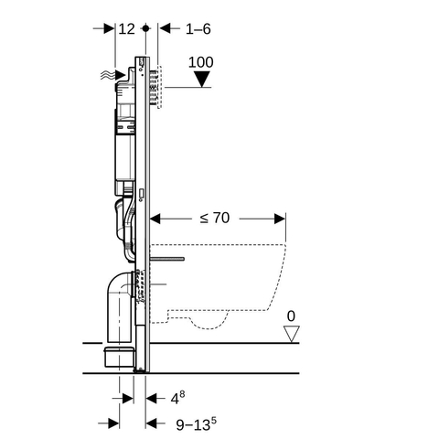 Geberit Duofix wandcloset - hoogte 112cm sigma reservoir - 12cm geurafzuiging extern - blauw SW1237168