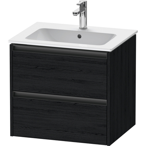 Duravit Ketho.2 Wastafelonderbouwkast - met 2 laden - 61x48x55cm - met grepen antraciet - eiken zwart mat SW771780