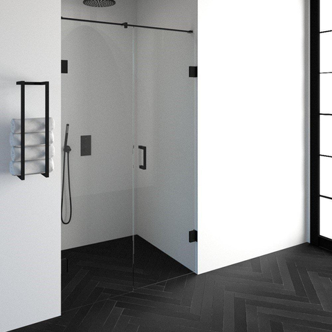 BRAUER Crée porte de douche 120x200cm 2 pièces sans cadre avec anti-calcaire et verre de sécurité 8mm noir mat SW223766