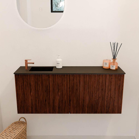 Mondiaz JOYA 100cm toiletmeubel - kleur Ruby - Wastafel FAYE positie Links 1 kraangat kleur Urban. SW1421817