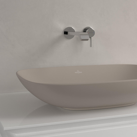 Villeroy & Boch Loop & Friends opzetwastafel - 62x42cm - zonder kraangat - zonder overloop CeramicPlus - mat almond (beige) SW644165