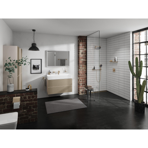 Hansgrohe Xevolos E Armoire haute - 176x40x37cm - 2 portes - façade patterned bronze - push to open - charnière gauche - sand matt beige SW995461