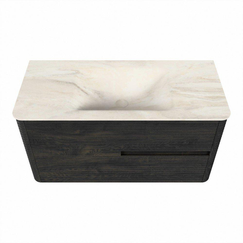 Mondiaz CIRO-DLUX Badkamermeubelset - 100x45x50cm - Solid surface wastafel Ostra - 1 wasbak Midden - zonder kraangaten - 2 lades - Shadow SW1532473