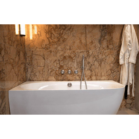 Fortifura Nebbio Ensemble combiné bain - mitigeur thermostatique - coude mural avec support de douchette - flexible de douche lisse - douchette ronde - Remplissage-vidage de baignoire - chrome SW1238002