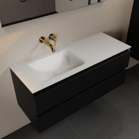 Mondiaz Aivy badmeubelset - 120x45x50cm - 0 kraangaten - 1 wasbak talc Solid surface - Links - 2 lades - Zonder spiegel - MDF Urban SW892320