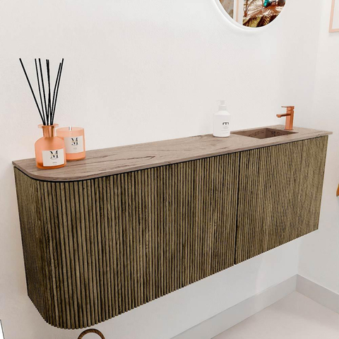 Mondiaz JOYA-DLUX 111.6cm toiletmeubel - ronding links kleur Dusk - Wastafel FAYE positie Rechts 1 kraangat kleur Arena. SW1425784
