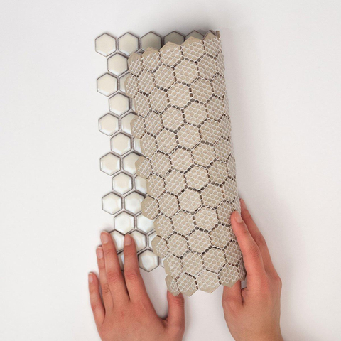 La mosaïque Mosaic Factory Barcelona - 26x30cm - carrelage mural - Hexagone/Hexagone - Porcelaine Blanc Doux avec bord Brillant SW207140