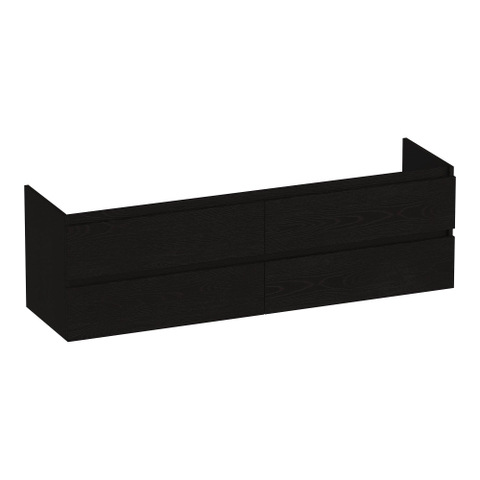 BRAUER Joy meuble sous-lavabo 160 4 tiroirs softclose - sans poignées - 2 découpes pour siphon - Timber Black SW1201135