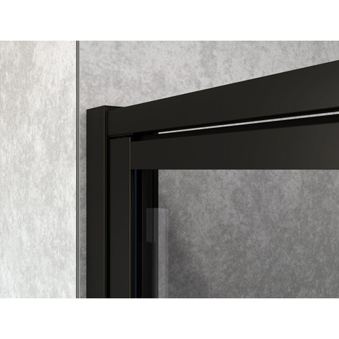Marenza Bellini Cabine de douche - 90x90cm - panneau fixe - verre de sécurité - cadre lignes extérieur - anti-calcaire - noir mat SW543442