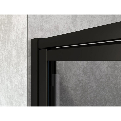 Saniclass Bellini douchecabine 100x100cm met vast paneel veiligheidsglas frame lines aan buitenzijde met anti kalk zwart mat SW543443