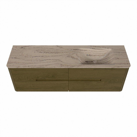Mondiaz CIRO-DLUX Meuble de salle de bains - 160x45x50cm - Plan vasque solid surface Arena - 1 bassin à droite - 1 trou de robinetterie - 4 tiroirs - Dusk SW1533121