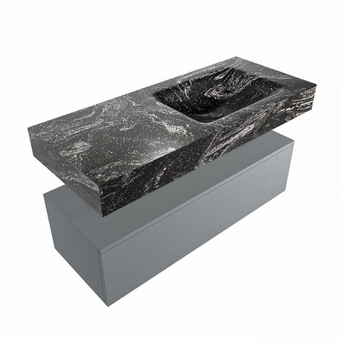 Mondiaz ALAN-DLUX Ensemble de meuble - 110cm - meuble Plata mat - 1 tiroir - Lavabo Cloud Lava suspendu - vasque Droite - 1 trou de robinet SW808630