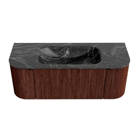 Mondiaz KURVE-DLUX Ensemble de meuble de salle de bains - 120x46x40cm - 1 tiroir - 2 portes - lavabo solid surface - central - sans trou de robinet - Ruby SW1416078