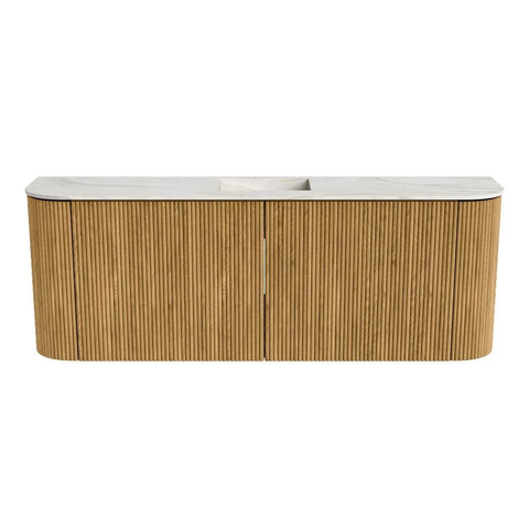 Mondiaz JOYA-DLUX 113.2cm toiletmeubel - ronding links en rechts kleur Oak - Wastafel FAYE positie Midden Zonder kraangat kleur Ostra. SW1422261