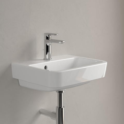 Villeroy & Boch O.novo fontein onderzijde - geslepen - 45x37cm m.1 kraangat CeramicPlus - White Alpine (glans wit) SW448475