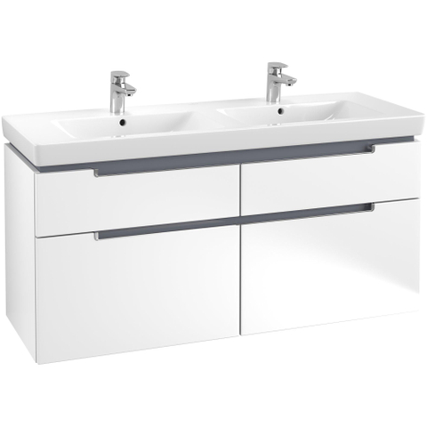 Villeroy & Boch Subway 2.0 wastafelonderkast - 128.7x59cm - 4 lades - mat wit SW479834