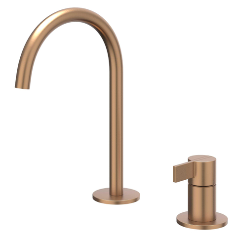 IVY Pact Mitigeur de lavabo - 2 trous - montage sur plan - bec - coldstart - Cuivre brossé mat PVD SW1030825