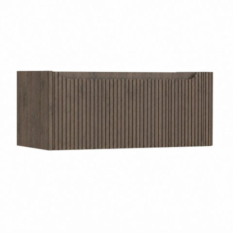 H&R Badmeubelen Juice Wastafelonderkast - 100x45x40cm - rechterhoek afgerond - 3D-front - 1 lade - geïntegreerde greep - tucson oak SW1259749