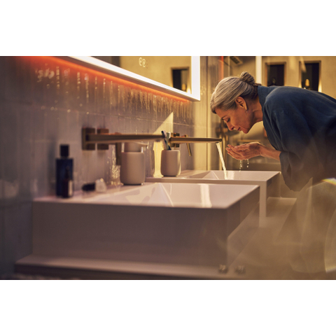 Hansgrohe Metropol 1 greeps wastafelkraan - afbouwdeel - met voorsprong 225 mm en afvoerplug - geborsteld brons SW358689