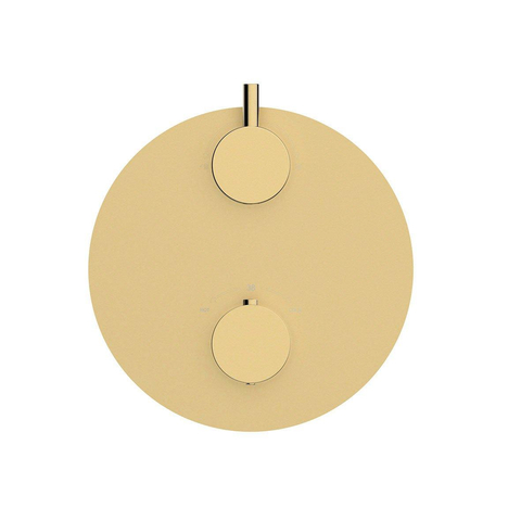 Wiesbaden Caral Afbouwdeel rond inbouwthermostaat - 2 weg - PVD - geborsteld messing (goud) SW445712